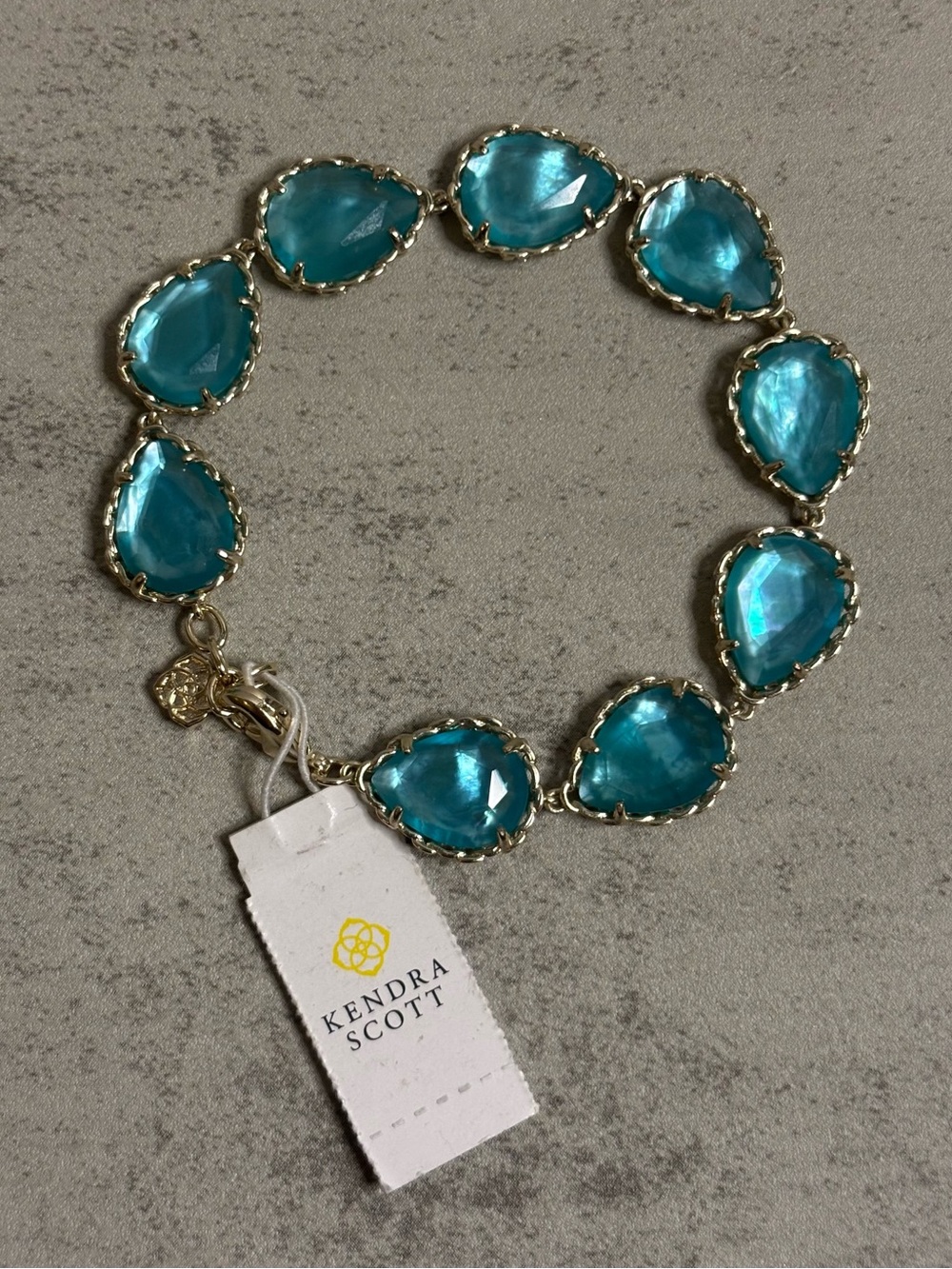 Kendra Scott Kenzie Gold Link Bracelet in Aqua Illusion